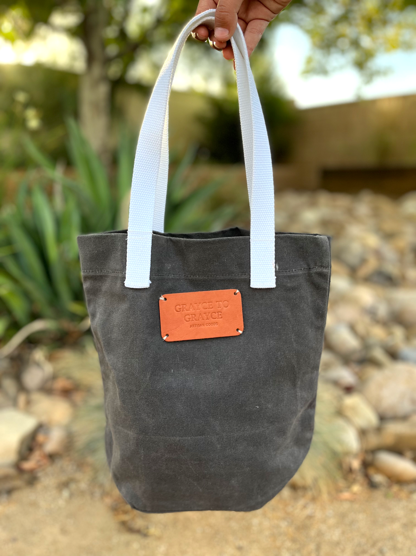 Waxed Canvas Tote Bag Gray