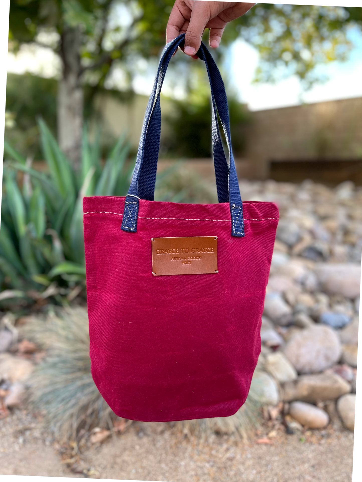 Waxed Canvas Tote Bag Red