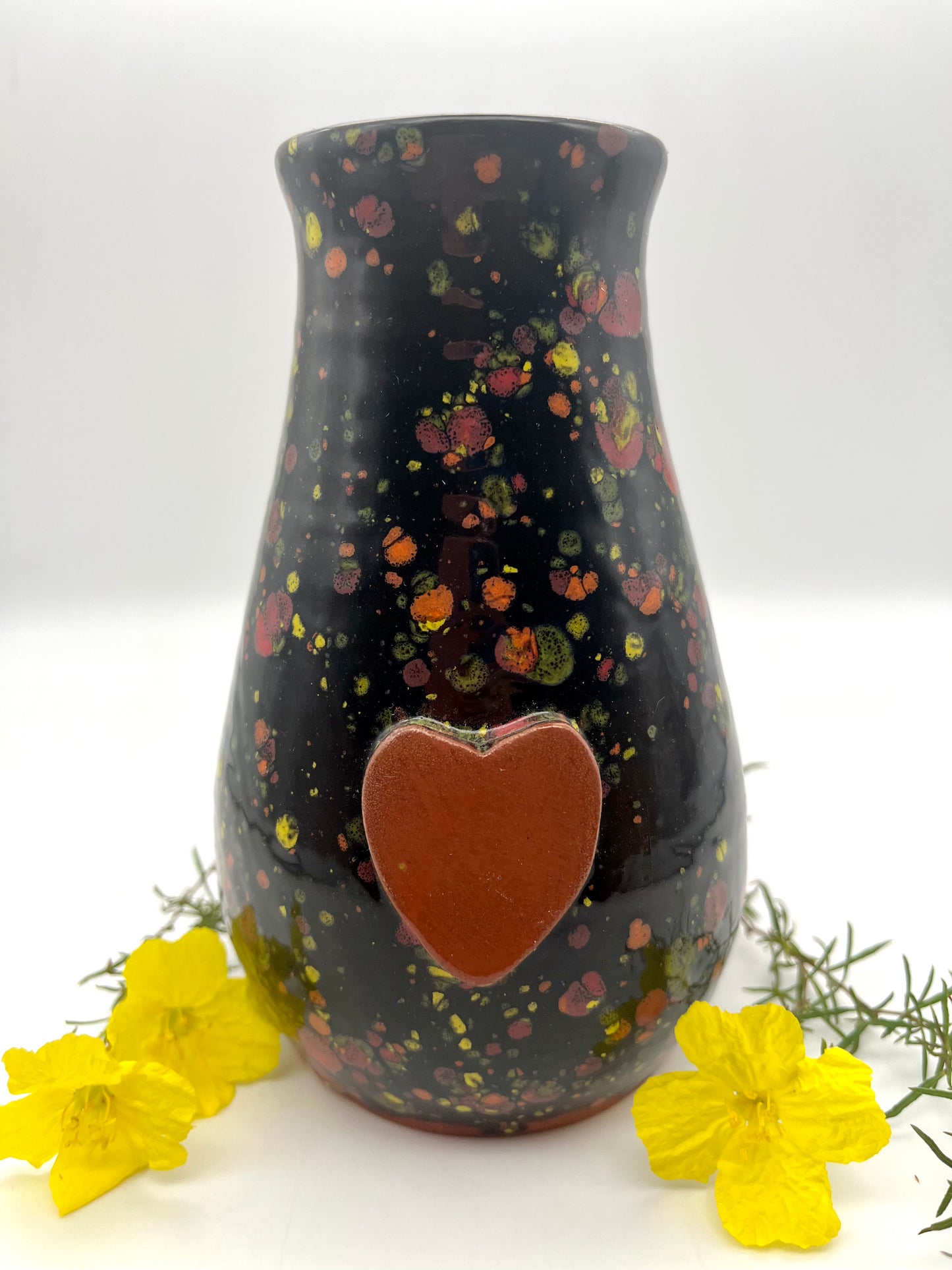 Handmade Ceramic Vase in Speckled Black