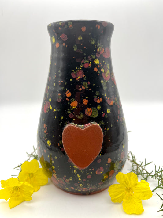 Handmade Ceramic Vase in Speckled Black