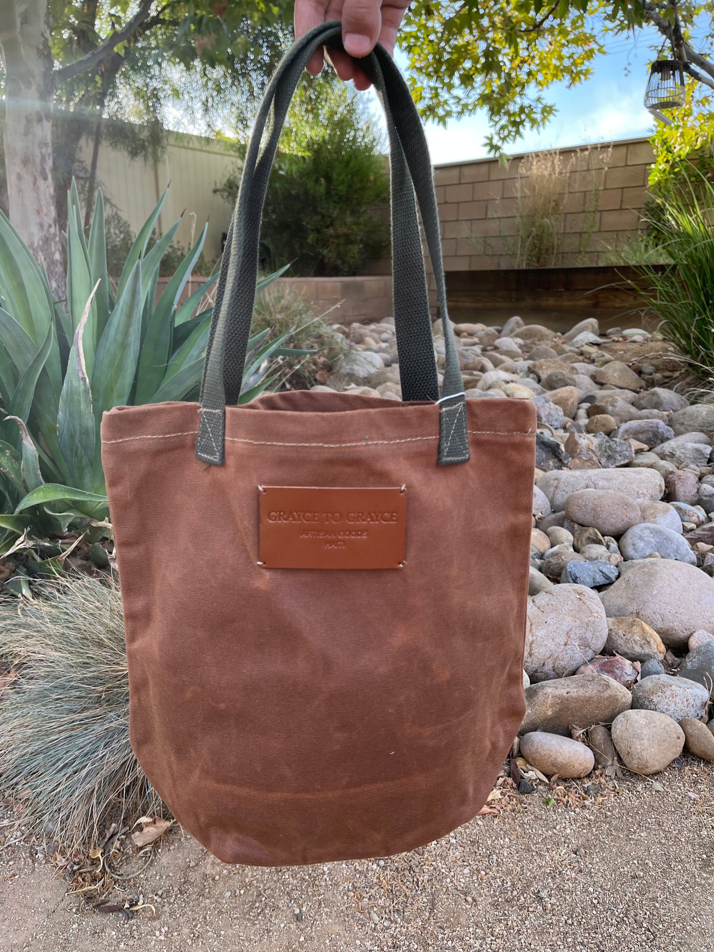 Waxed Canvas Tote Bag Brown